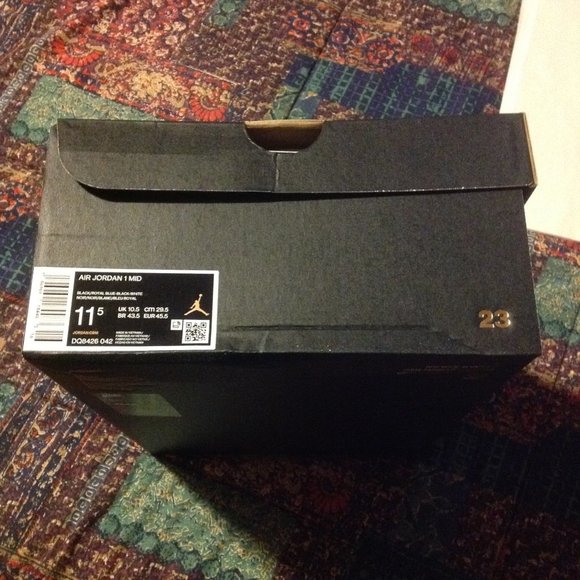 Air Jordan 1 Mid Men's Black, Blue & White Sneakers - USA Size:11.5 - New in Box - Picture 11 of 13